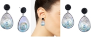 Macy's Blister Shell & Black Agate Drop Earrings in Sterling Silver
